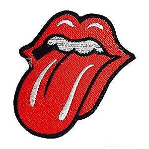 QUALITY RED MOUTH & TONGUE STONES IRON or SEW ON PATCH UK SELLER FREE P&P