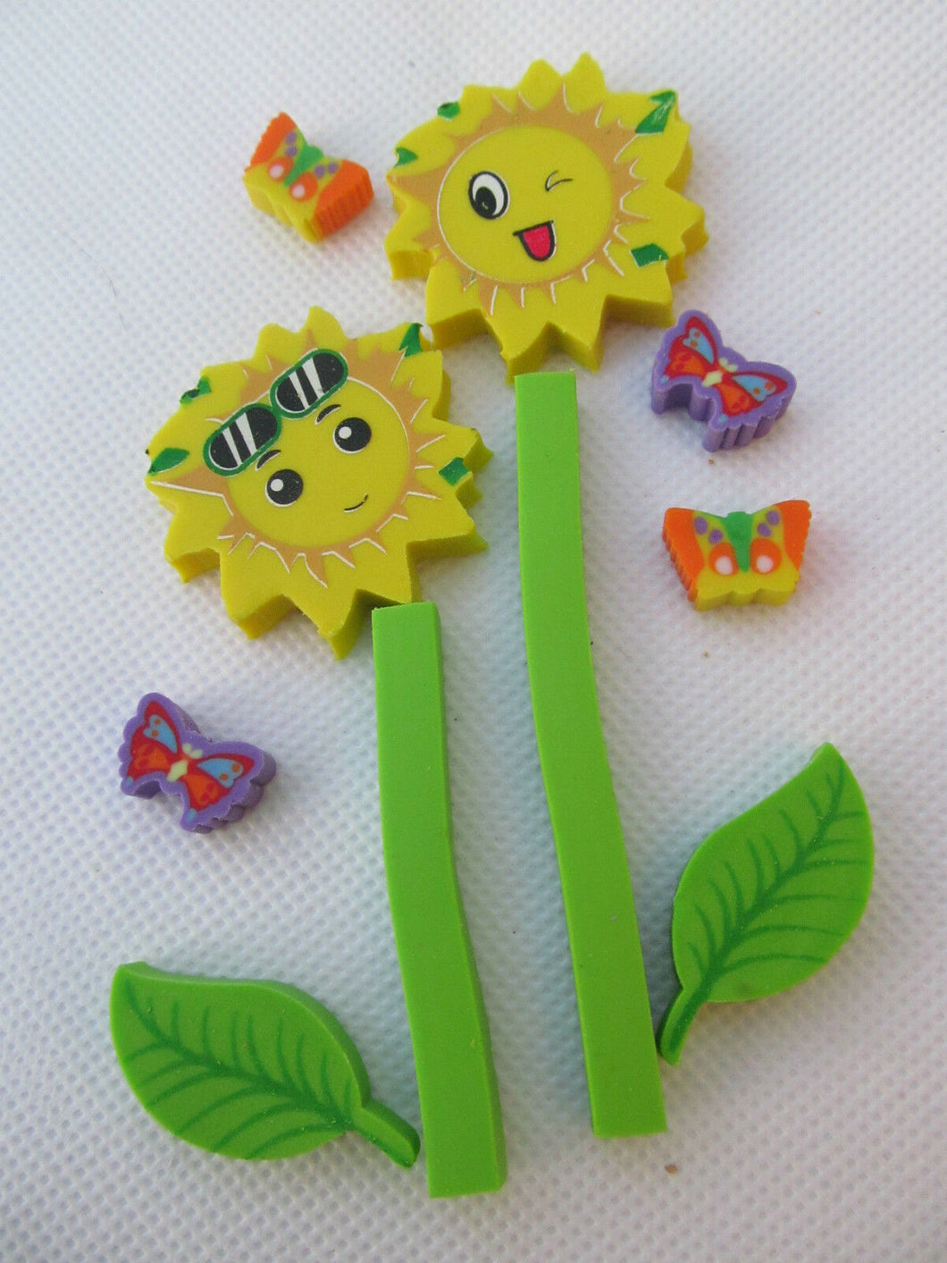 PACK OF SUNFLOWERS & BUTTERFLIES KAWAII JAPANESE STYLE NOVELTY ERASERS RUBBERS
