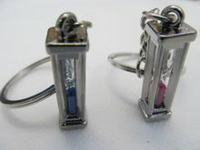 Load image into Gallery viewer, 2 LOVERS PINK/BLUE SANDS OF TIME RECTANGULAR HOURGLASS KEYRING GIFT UK SELLER
