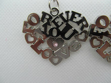 Load image into Gallery viewer, SET OF 2 LOVERS COUPLES DIAMONTE HEART SOLID METAL KEYRING GIFT CHARM UK SELLER
