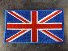 Load image into Gallery viewer, BLUE UNION JACK BRITISH PATRIOTIC FLAG ARMY IRON SEW ON JEANS CLOTHES TSHIRT UK
