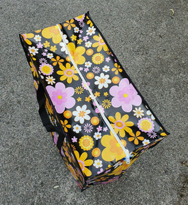 ECO RECYCLED LARGE JUMBO FLOWERS FLORAL SHOPPING LAUNDRY TRAVEL BAG 64x54x27cm