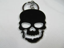 Load image into Gallery viewer, LARGE SCARY SKULL ENAMEL METAL KEYRING GIFT CHARM 3 COLOURS:PINK, BLACK or WHITE
