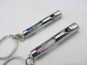 2 LOVERS PINK/BLUE SANDS OF TIME WHISTLES METAL KEYRING GIFT CHARM UK SELLER