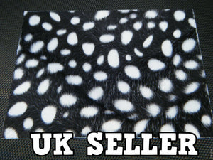 FAUX FUR FABRIC BLACK SPOTTED PRINT CRAFT COVERING SKIN DECAL STICKER 19.5x14cm