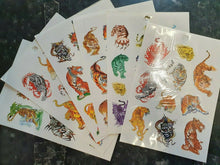 Load image into Gallery viewer, 6x SHEETS BOOK MENS BOYS TEMPORARY TATTOOS CARTOON TIGERS BLACK FREE UK P&amp;P
