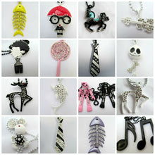 Load image into Gallery viewer, 15+ DESIGNS URBAN HIPHOP FASHION NECKLACES MUSICAL NOTE TIE FISH GUITAR HORSE
