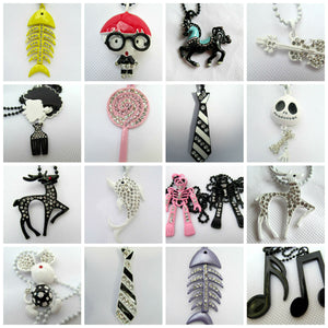 15+ DESIGNS URBAN HIPHOP FASHION NECKLACES MUSICAL NOTE TIE FISH GUITAR HORSE