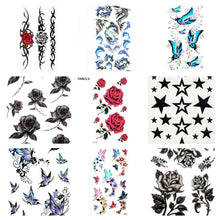Load image into Gallery viewer, LADIES GIRLS BUTTERFLY BLACK RED ROSES CELTIC VINE VARIOUS TEMPORARY TATTOOS UK
