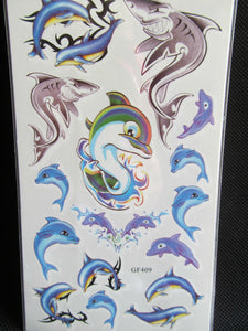 GIRLS LADIES BLUE DOLPHIN FISH SEA CREATURES TEMPORARY TATTOOS UKSELLER FREE P&P