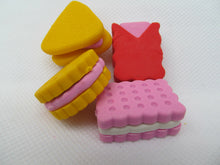 Load image into Gallery viewer, 4 x NOVELTY BISCUIT CAKE JAPANESE STYLE RUBBERS ERASERS PARTY BAG GIFT UKSELLER
