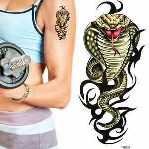 BOYS MENS TEMPORARY TATTOOS LOOKS REAL SNAKES COBRA