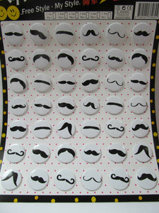 PACK OF 30 or 42 FASHION BLACK MOUSTACHE BADGES 40mm&30mm GIFT PARTY BAG UKSELL
