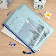 Load image into Gallery viewer, 5x PASTEL PLASTIC ZIPPY BAGS A4 SIZE FILE STORAGE DOCUMENT ART SCHOOL FOLDERS
