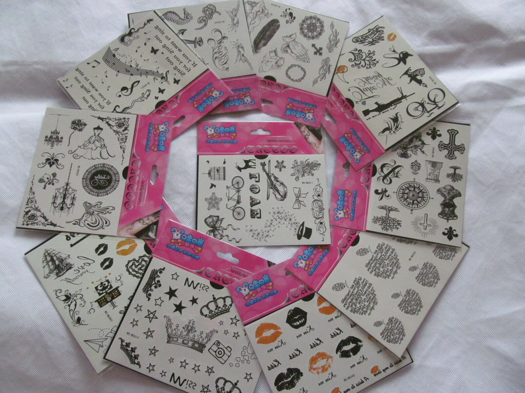 5x mixed sheets (50+ tattoos) quality arty girls boys temporary tattoos UKSeller