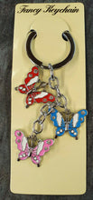 Load image into Gallery viewer, COLOURFUL BUTTERFLIES DIAMONTE ENAMEL KEYRING HANDBAG CHARM LADIES GIFT UKSELLER
