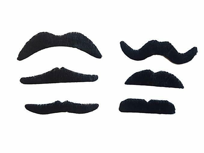 NOVELTY FAKE JOKE FANCY DRESS PACK OF 6 KIDS BLACK ADHESIVE MOUSTACHES UK SELLER