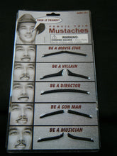 Load image into Gallery viewer, UNISEX NOVELTY FAKE JOKE FANCY DRESS PACK PENCIL THIN MOUSTACHES CON-MAN VILLAIN
