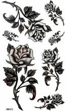 Load image into Gallery viewer, LADIES GIRLS BUTTERFLY BLACK RED ROSES CELTIC VINE VARIOUS TEMPORARY TATTOOS UK
