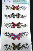 Load image into Gallery viewer, 1x SHEET LADIES BUTTERFLY BANDS ARTY EYES FLOWERS TEMPORARY TATTOOS UK SELLER
