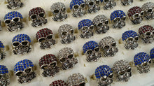 Load image into Gallery viewer, 2x SKULL GOTH DIAMONTE ANTIQUE CRYSTAL FASHION JEWELLERY RINGS RANDOM SELECTION
