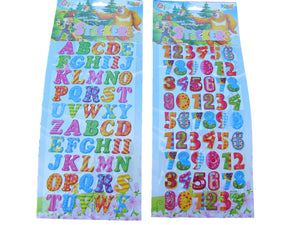 2 x SHEETS COLOURFUL LETTER, ALPHABET & NUMBERS 3D PUFFY REUSE STICKERS UKSELLER