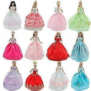 DOLL'S SIZE CLOTHING SET 10x BALL GOWN WEDDING DRESSES 10x SHOES 5x ACCESSORIES