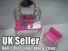Load image into Gallery viewer, LOVELY 12&quot; SINDY DOLL FURNITURE DRESSING TABLE, CHAIR &amp; ACCESSORIES UK SELLER
