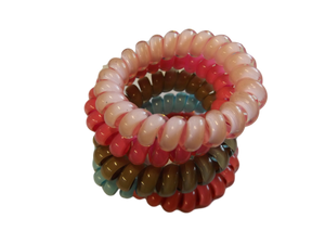 5x GIRLS LADIES PASTEL COLOURS HAIR PONYTAIL PHONE WIRE COILS BANDS ELASTICS