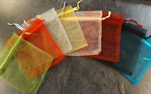 20x MIXED PLAIN HEARTS FLOWER ORGANZA BAGS WEDDING FAVOUR 11cmx9cm UK SELLER