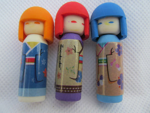 SET 5 NOVELTY PUZZLE KOKESHI DOLLS & CHINESE CATS JAPANESE STYLE RUBBERS ERASERS