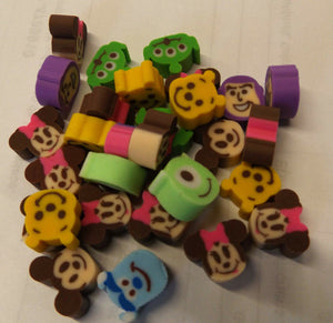 Cute 30+ Mini novelty 3D erasers inside a plastic Light Bulb UK Seller Free P&P