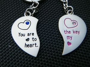 LOVERS COUPLES MALE & FEMALE HEARTS LOVE YOU VALENTINE KEYRINGS GIFT IDEA UKSELL