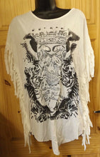 Load image into Gallery viewer, White Halloween Fringed Skull Ladies Poncho Oversized Top T-shirt Free UK P&amp;P
