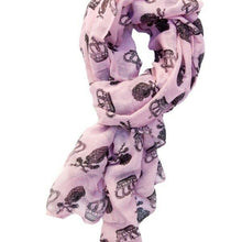 Load image into Gallery viewer, PINK SKULL &amp; CROWN LADIES SCARF CHIFFON FEEL SHAWL 65x185cm UKSELLER FREE UK P&amp;P
