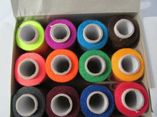 Load image into Gallery viewer, 12x Colour, Black or White Spools Finest Quality Sewing All Purpose 100% Cotton
