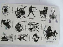 Load image into Gallery viewer, Quality Black Unisex Arty Signs of Zodiac: Leo Aries Temporary Tattoos UK Seller
