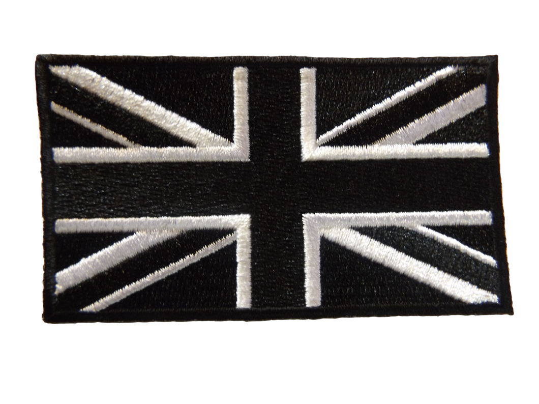 BLACK UNION JACK BRITISH PATRIOTIC FLAG ARMY FORCES IRON SEW ON JEANS CLOTHES UK