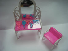 Load image into Gallery viewer, Fashion Pink Bed Dressing Table &amp; Chair Set For 12&quot; Dolls Bedroom Furniture

