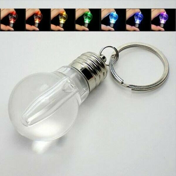 1x Colour Changing Led Light Mini Bulb Shaped Torch Keyring Keychain Free UK P&P