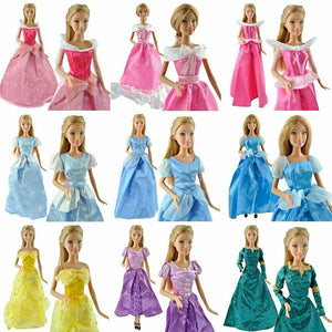 2x Handmade Princess Disney Style Ball Gowns Wedding Dresses Dolls UK Dispatch