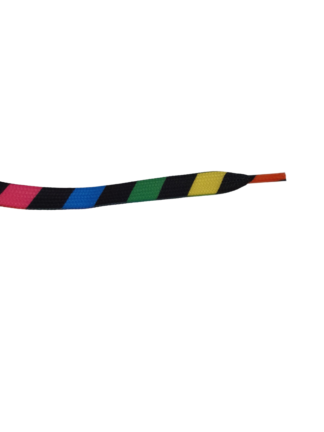 1x PAIR FLAT BLACK RAINBOW NEON STRIPES PRINT SHOE SNEAKER TRAINER LACES 115cm