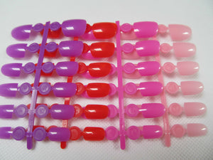 4 SETS OF SHORT FALSE FAKE FULL COVER FRENCH NAILS & GLUE 4 COLOURS UK SELLER