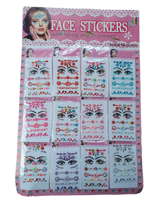 4x Sheets Face Adhesive Glitter Jewel Tattoo Sticker Festival Party Body Make Up