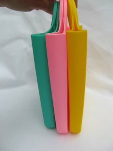 LADIES BRIGHT NEON FASHION SILICONE HANDBAG CLUTCH PURSE, 3 COLOURS: PINK YELLOW
