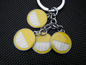 SMILEY FACE 4 PIECE KEYRING HANDBAG CHARM GIFT UKSELLER