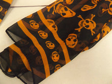 Load image into Gallery viewer, Ladies Cute Orange/Black Punk Pirate Skull &amp; bone Chiffon style Scarf UK Seller
