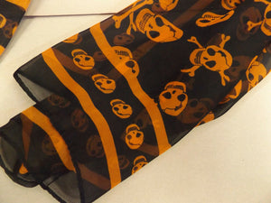 Ladies Cute Orange/Black Punk Pirate Skull & bone Chiffon style Scarf UK Seller