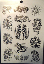 Load image into Gallery viewer, 1x SHEET BLACK UNISEX ARTY CELTIC SUN TRIBAL BANDS 9 DESIGNS TEMPORARY TATTOOS
