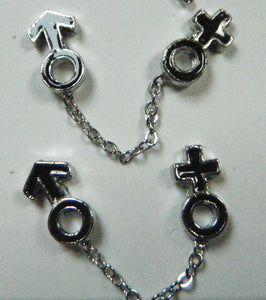 UNIQUE PAIR UNISEX MULTI 2 HOLE PUNK GOTH PIERCED EARRINGS MALE FEMALE SYMBOLS